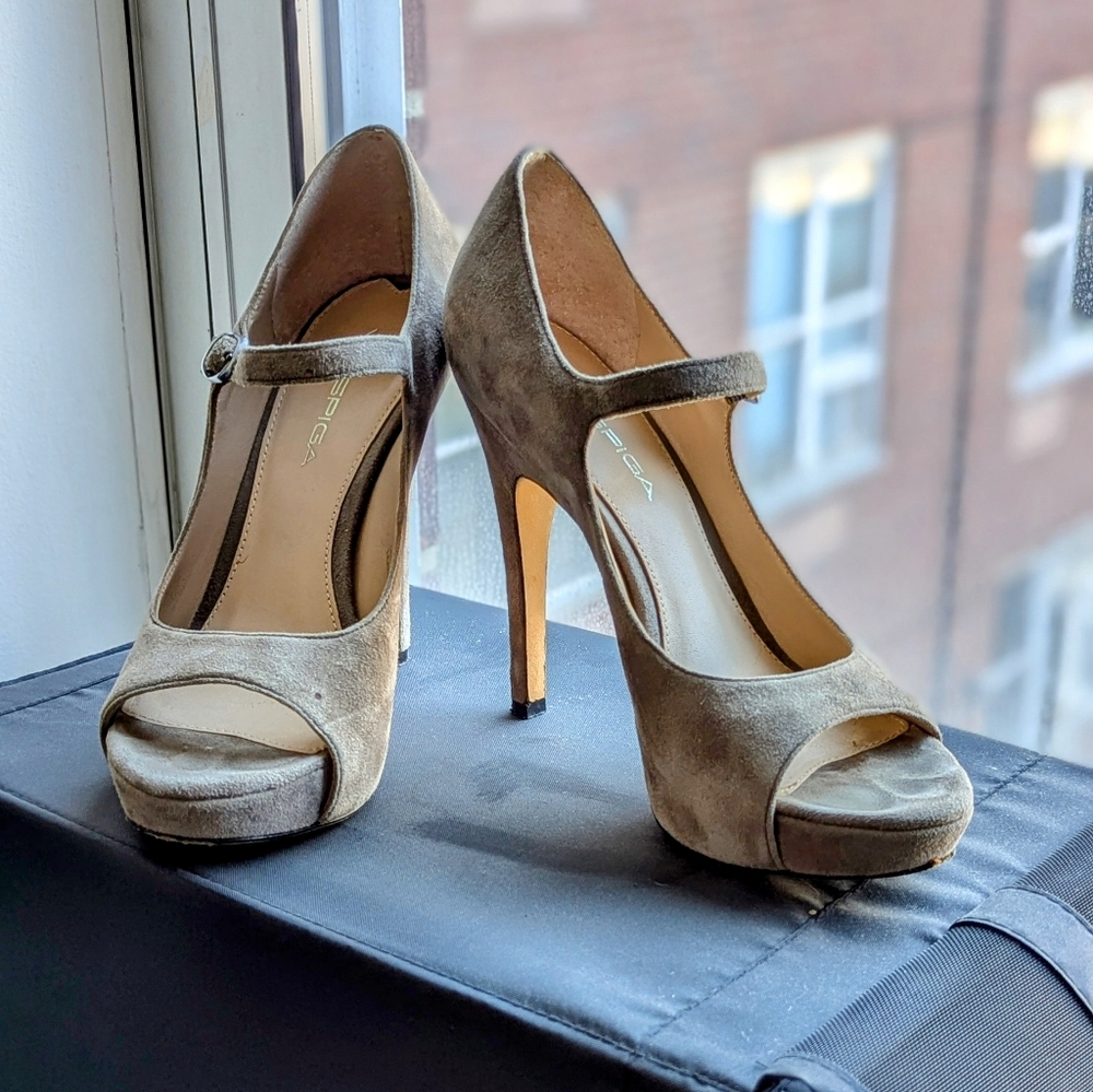Via Spiga Platform Suede Heels